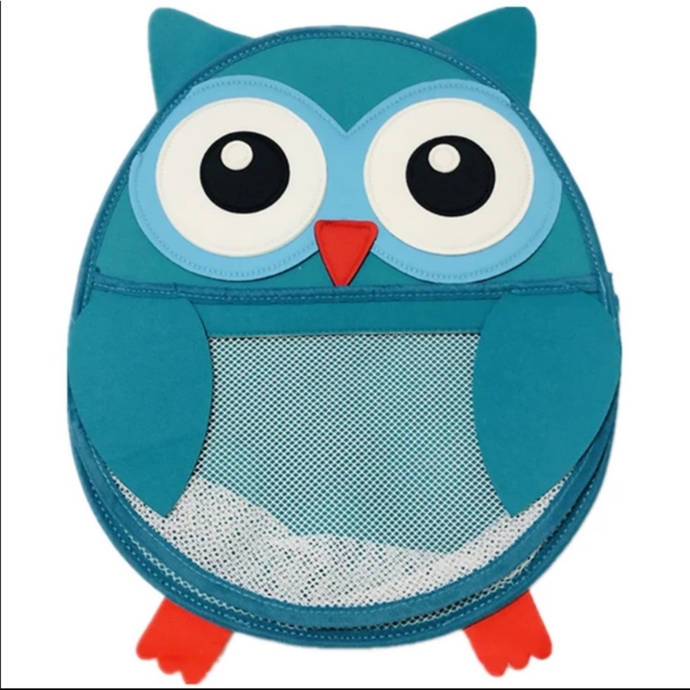 Beebeerun Bathroom Storage Bag Cartoon Owl Mesh Bag Blue 1 Piece